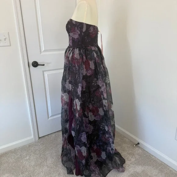 NWT Lulus Wonderful Waltz Purple Floral Print Strapless Bustier Maxi Dress Sz M - Picture 5 of 11